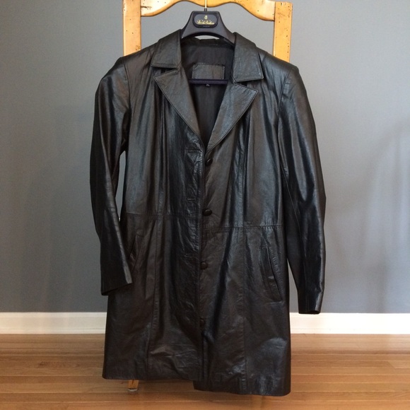 Italian Leather Trench XL - Picture 1 of 8